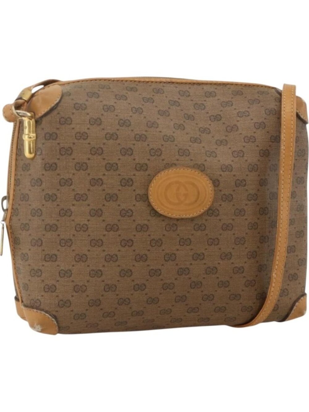 GUCCI Micro GG Supreme Shoulder Bag PVC Beige Gold 001 115 4916